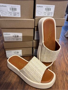 Tove Raffia Slide Platform Sandals